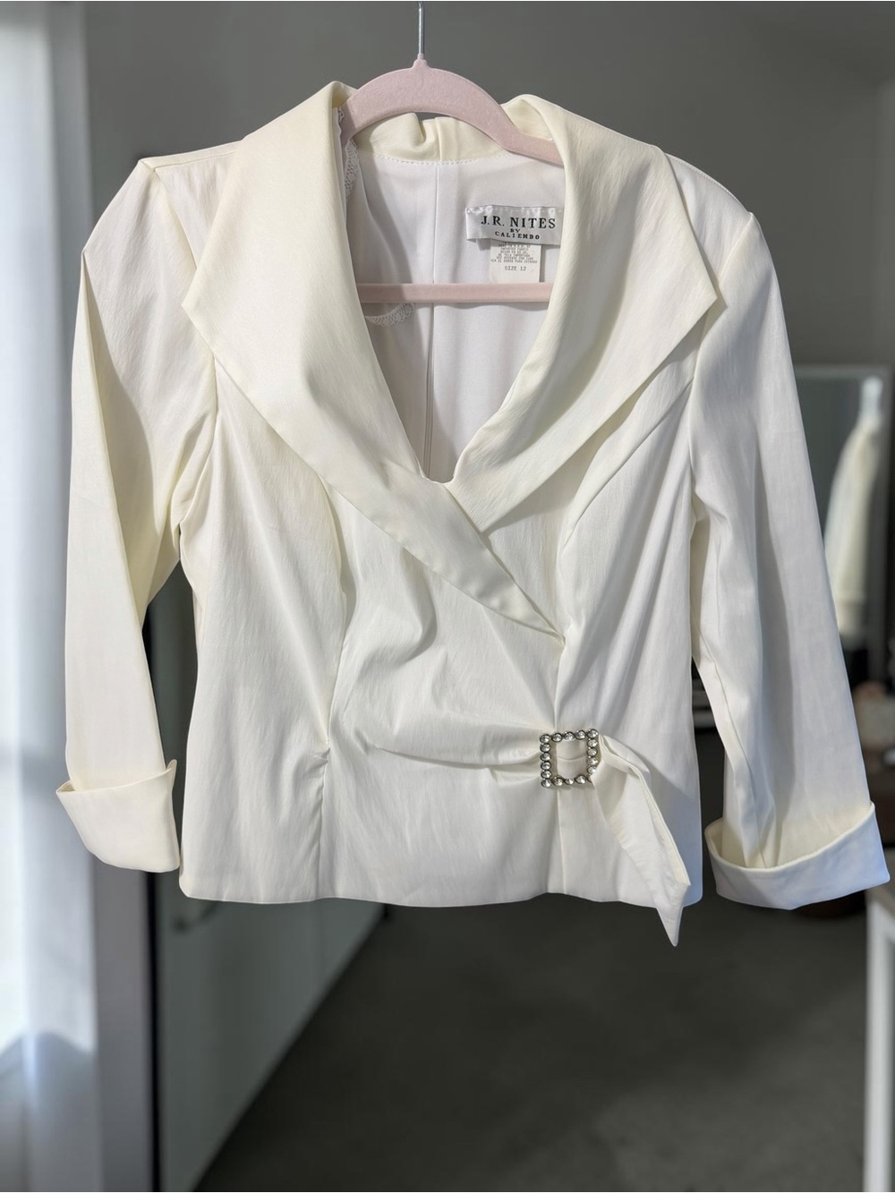 Vintage J.R. Nites Ivory Evening Jacket Formal Wedding Mother Bride 12